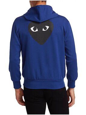 Comme des Garcons PLAY Heart Hoodie navy blue size S small full zip sweatshirt
